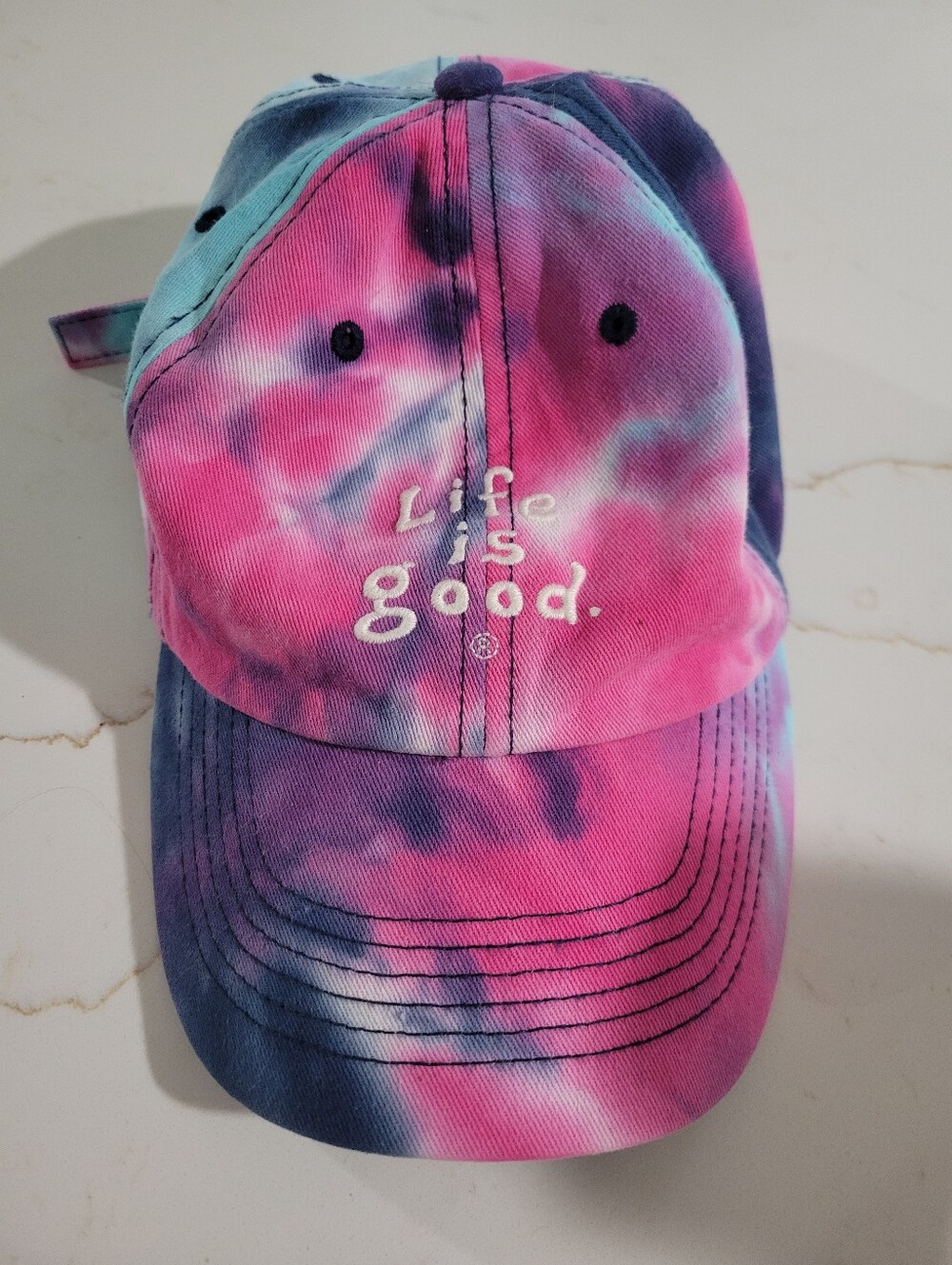 NWOT Life Is Good Adult Tie-Dye Cap - Pink, Blue, Purple